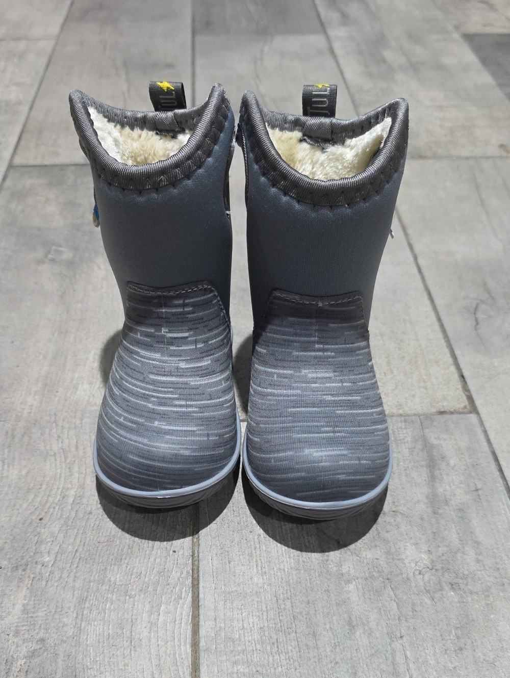 Toddler Insulated Gray Rain & Snow Boots with Faux-Fur Lining